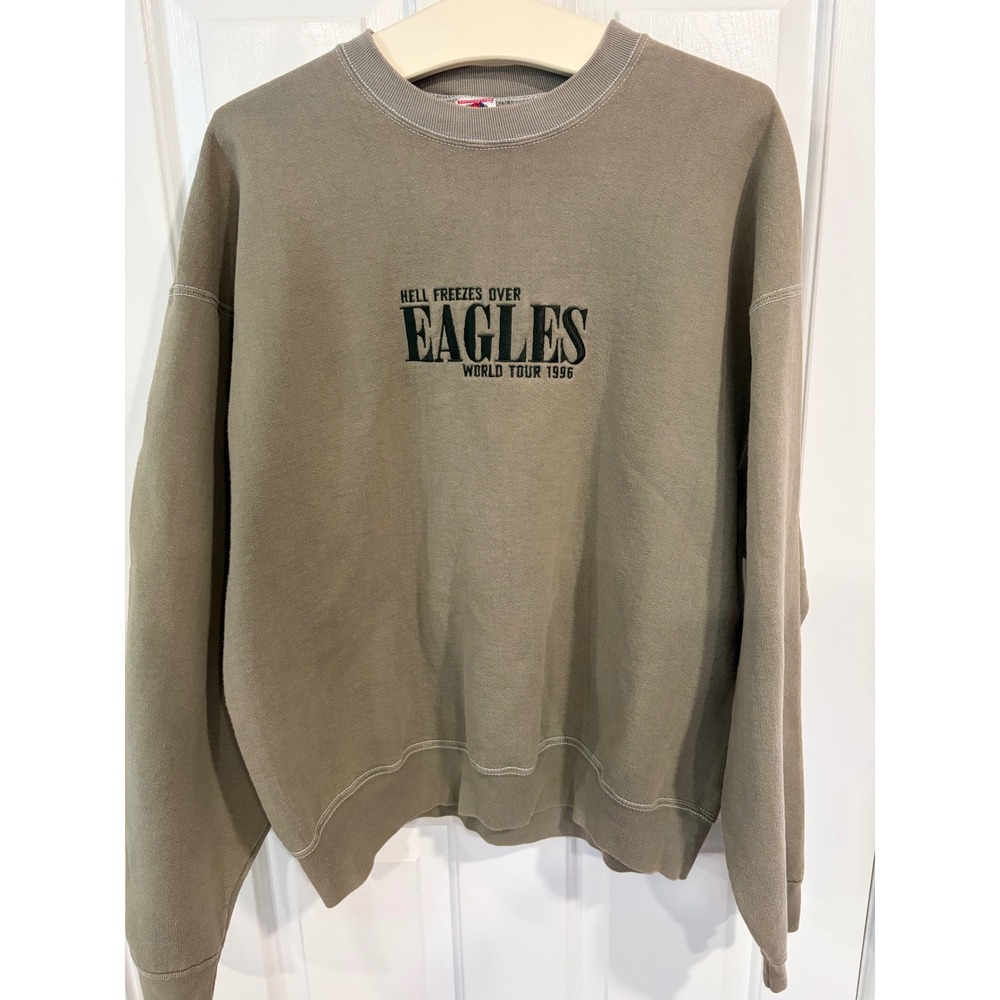 Vintage Green Crewneck Sweatshirt XL Eagles Hell Freezes Over World Tour 1996